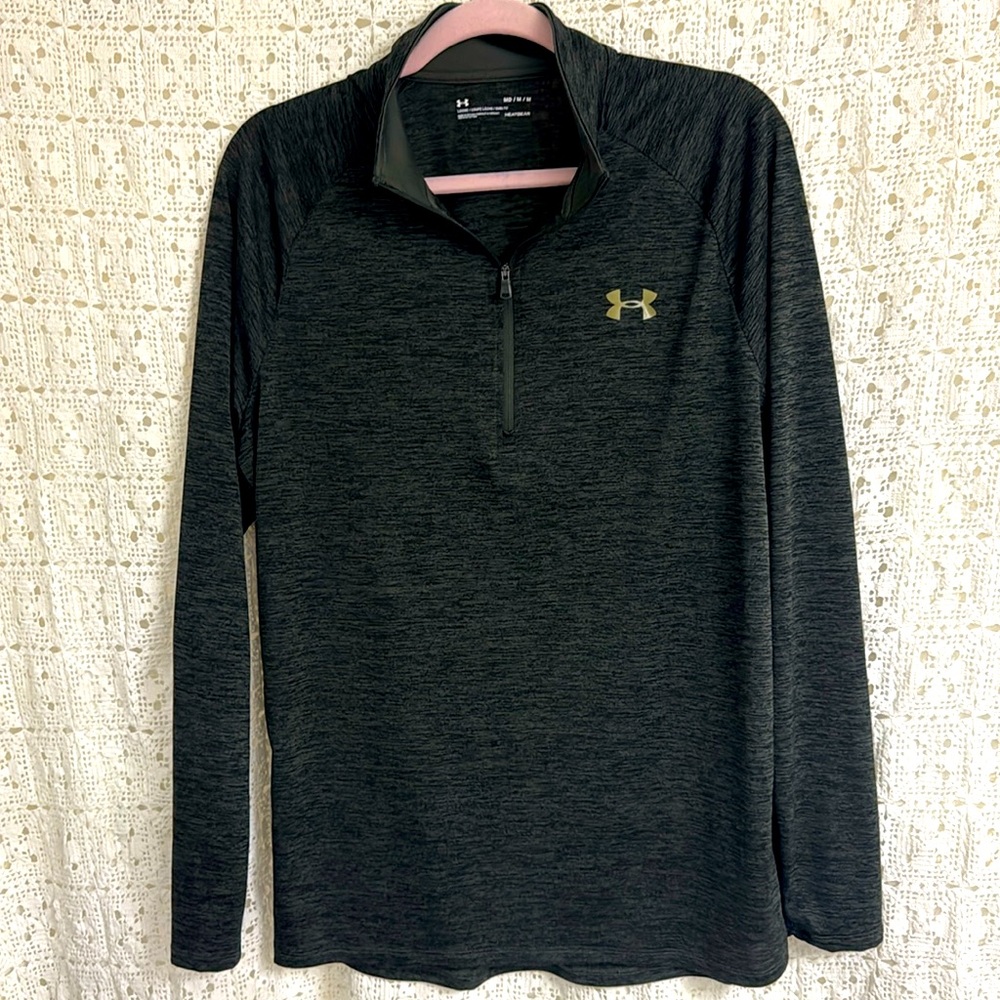 Under Armour Men’s Loose Green Quarter-Zip Heat Gear Performance Top